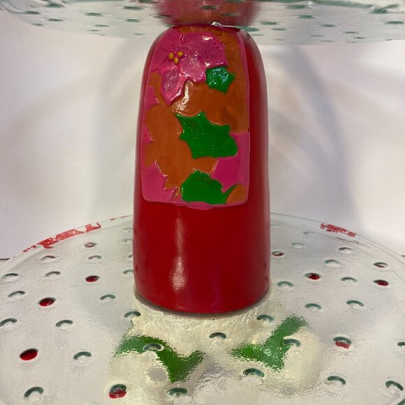 Vintage Holiday 3 Tier Serving Stray Grandma Christmas Tree Ceramic Glass Unique - Picture 4 of 16